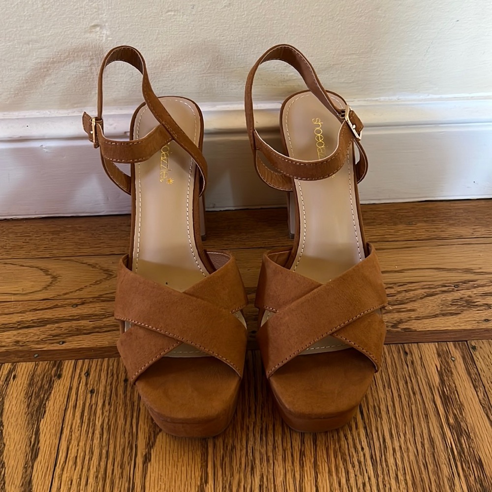 Tan platform heels